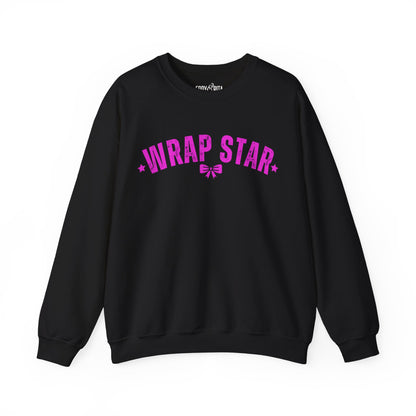 Women's Heavy Sweatshirt – "Wrap Star" Fun Holiday Gift Wrapping Graphic Sweatshirt