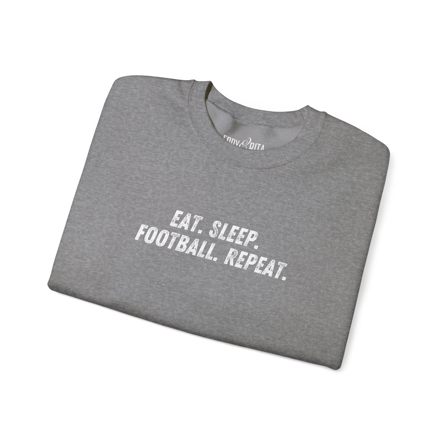 Men's Heavy Sweatshirt – "Eat. Sleep. Football. Repeat." Sports-Themed Graphic Sweatshirt