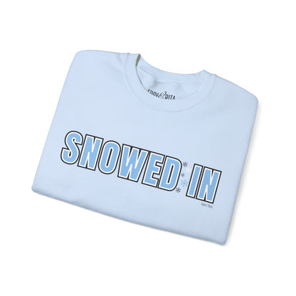 Women's Heavy Sweatshirt – "Snowed In" Cozy Winter Graphic Sweatshirt