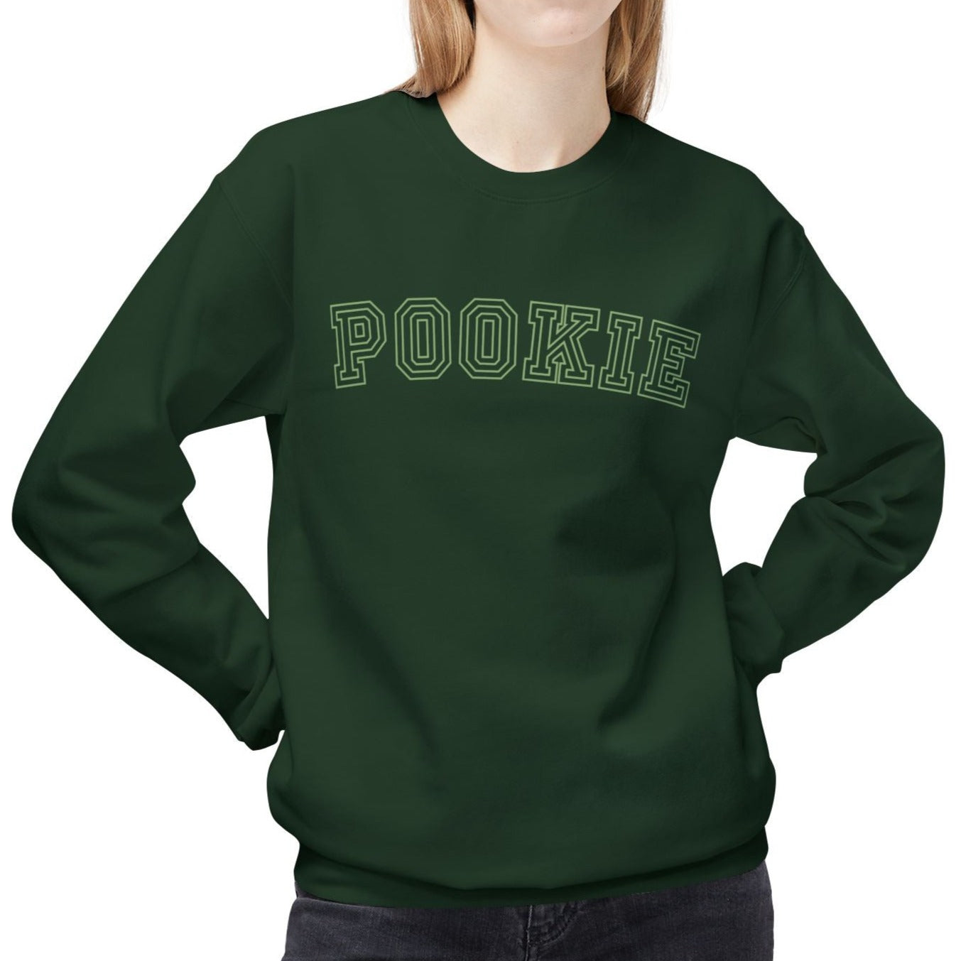 Eddy and Rita Women's Midweight Crewneck Sweatshirt - "Pookie" Cute and Cozy Graphic Pullover