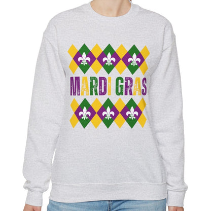 Mardi Gras Fleur-de-Lis Women's Sweatshirt: Festive Comfort with Stylish Elegance - Eddy and Rita