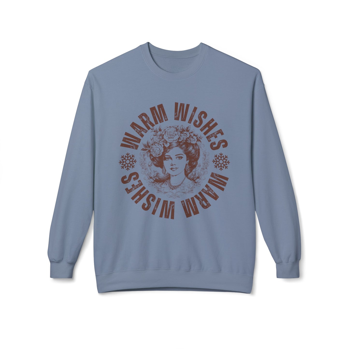 Eddy and Rita Women's Midweight Crewneck Sweatshirt - "Warm Wishes" Snowflake Graphic Pullover