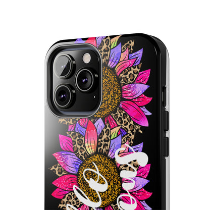 Hello Gorgeous Pink Purple Leopard Sunflowers iPhone Case - Stylish Floral Protective Cover