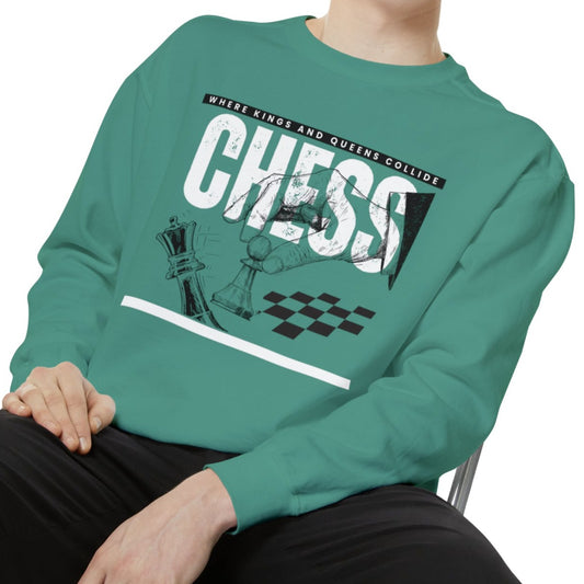 Chess, Where Kings and Queens Collide Strategic Comfort Colors Men's Sweatshirt - Eddy and Rita