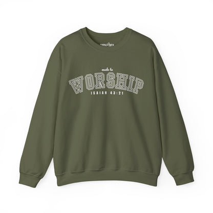 Women's Heavy Blend Sweatshirt – "Made to Worship Isaiah 43:21" Faith-Inspired Graphic Sweatshirt