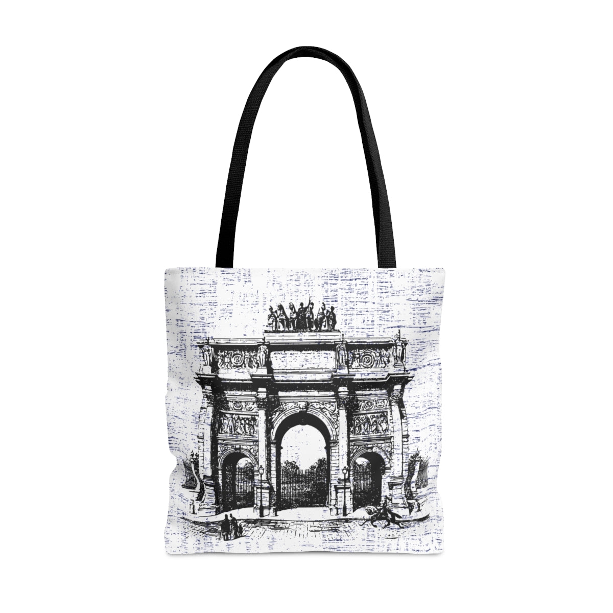 Parisian Arc de Triomphe Sketch Large Tote Bag - Elegant Monochrome Cityscape Design