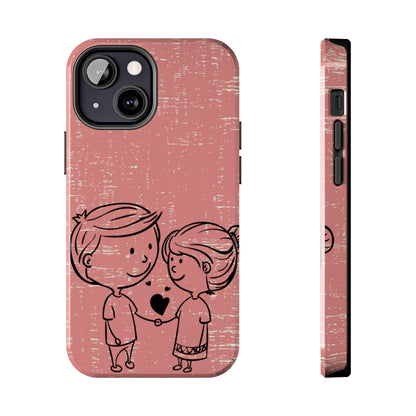 Romantic Couple Holding Hands Line Drawing Cell Phone Case - Rose Colored Love Cover