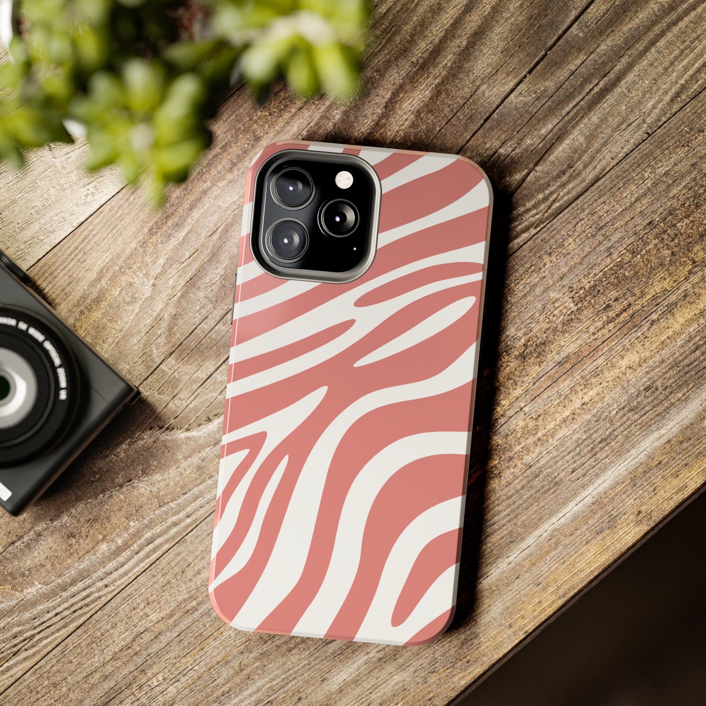 Pink and White Zebra Stripes iPhone Case - Stylish and Protective Cover for Your Device