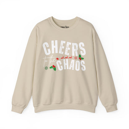 Women's Heavy Sweatshirt – "Cheers to the Chaos" Fun and Playful Winter Graphic Sweatshirt