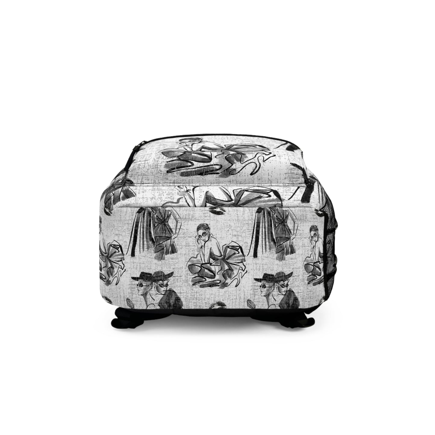 Fashionista Chic Women's Backpack with Black and White Print