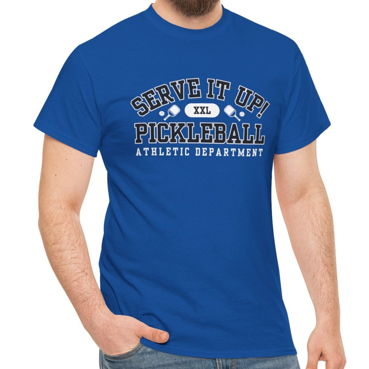 Eddy and Rita Unisex Heavy Cotton T-Shirt - "Serve It Up Pickleball Athletic Department" Graphic Tee