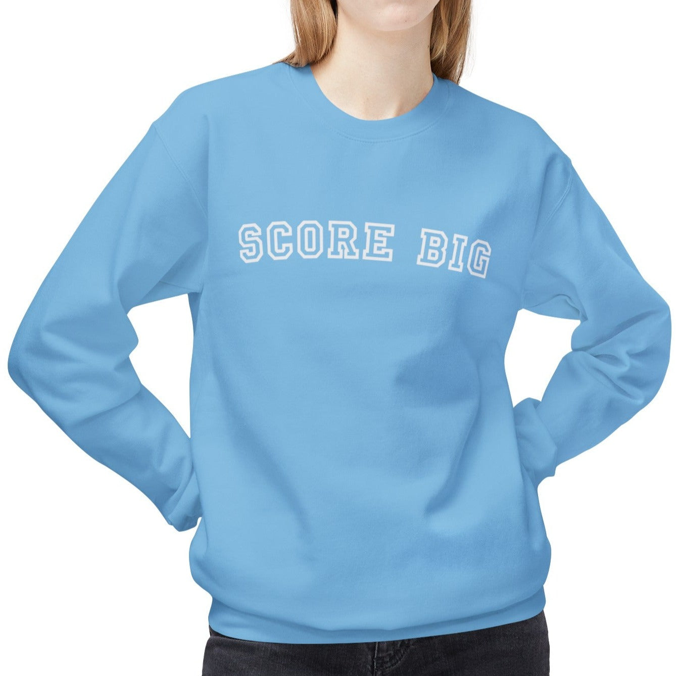 Eddy and Rita Women's Midweight Crewneck Sweatshirt - "Score Big" Motivational Graphic Pullover