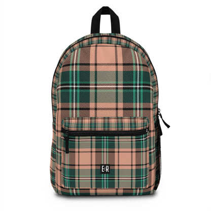 Eddy and Rita Women's Blush Pink Emerald Plaid Backpack - Premium Designer Bag