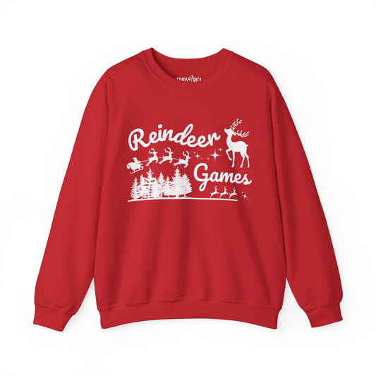 Women's Heavy Sweatshirt – "Reindeer Games" Festive Christmas Graphic Sweatshirt