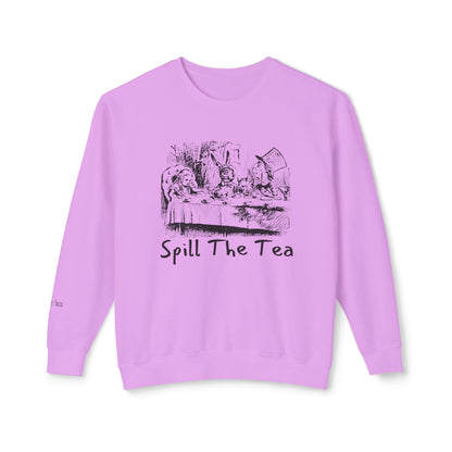 Eddy and Rita Women's Lightweight Crewneck Sweatshirt - "Spill the Tea" Retro Alice In Wonderland Graphic