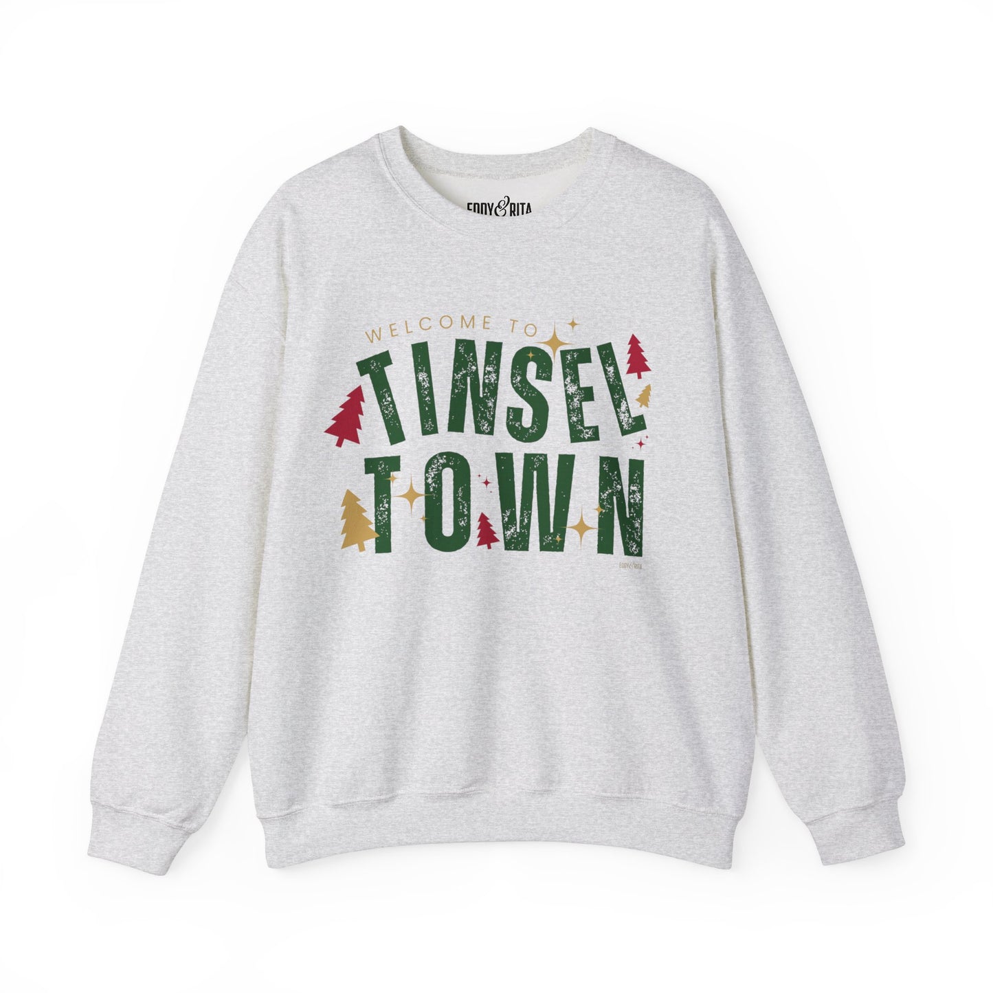 Women's Heavy Sweatshirt – "Tinsel Town" Fun and Festive Christmas Graphic Sweatshirt