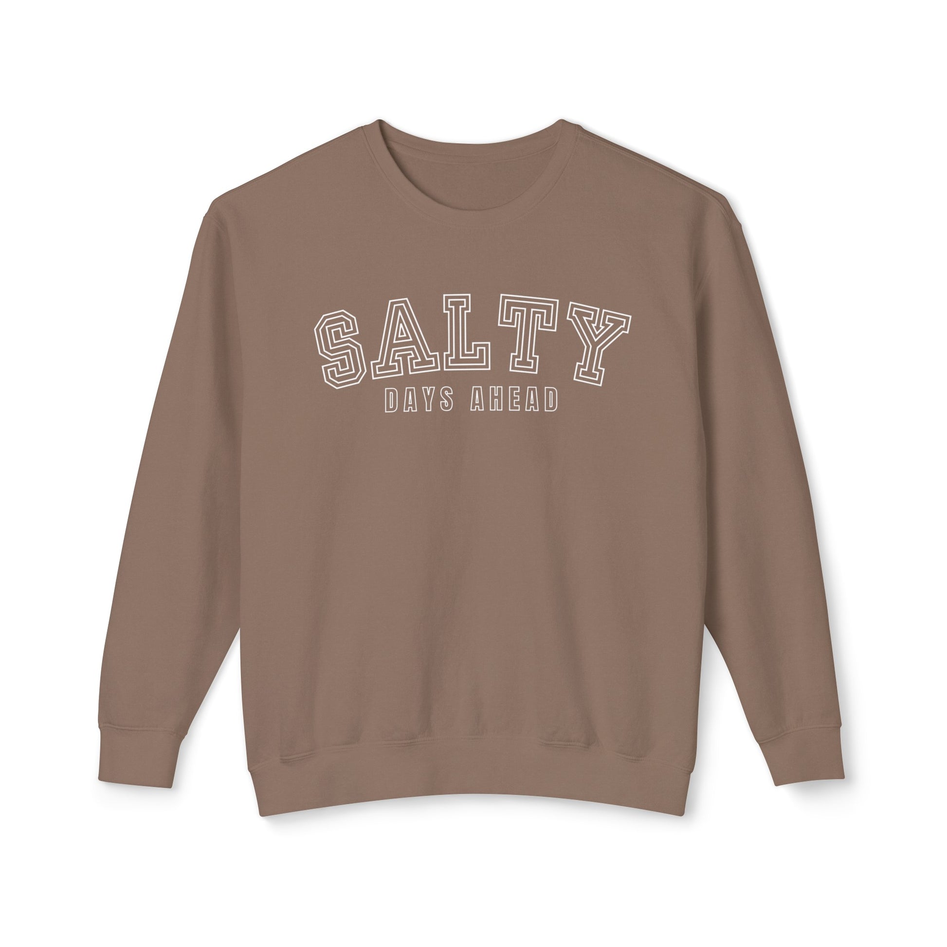 Eddy and Rita Women's Comfort Colors Lightweight Sweatshirt - "Salty Days Ahead" Beach Lover's Graphic Pullover