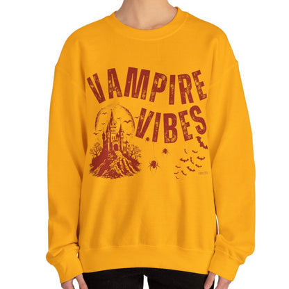 Eddy and Rita Women's Heavy Crewneck Sweatshirt - "Vampire Vibes" Halloween Graphic Pullover