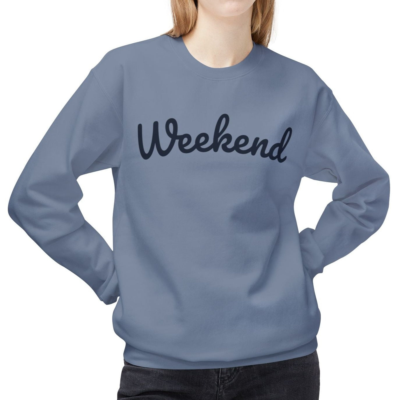 Eddy and Rita Women's Midweight Crewneck Sweatshirt - "Weekend" Graphic Pullover