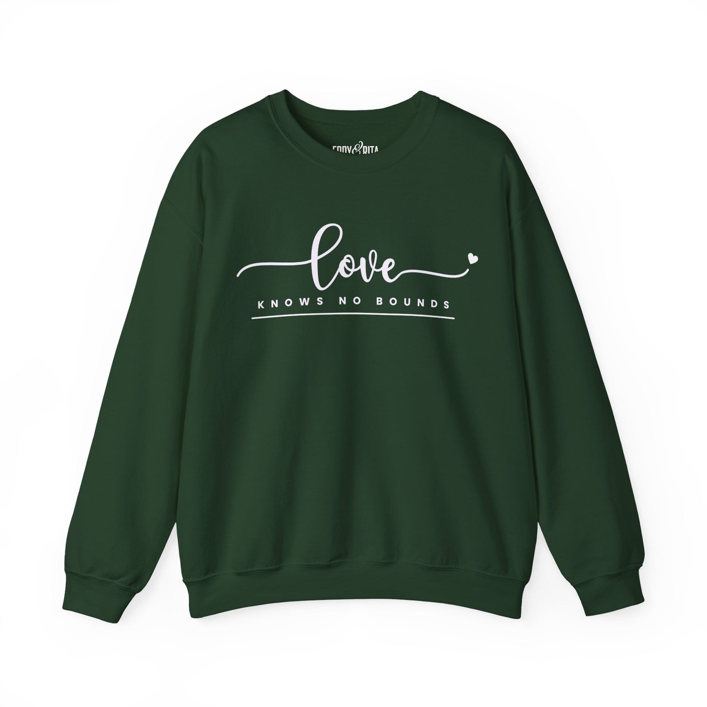 Women’s Heavy Sweatshirt – “Love Knows No Bounds” | Cozy and Heartfelt Inspirational Pullover