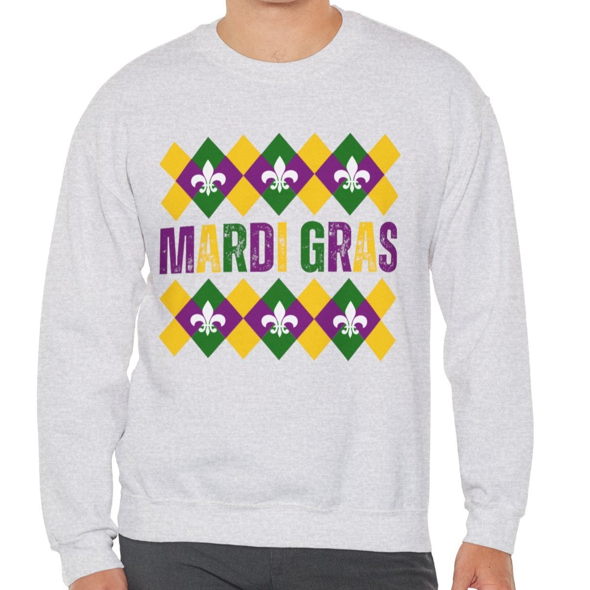 Mardi Gras Fleur-de-Lis Women's Sweatshirt: Festive Comfort with Stylish Elegance - Eddy and Rita