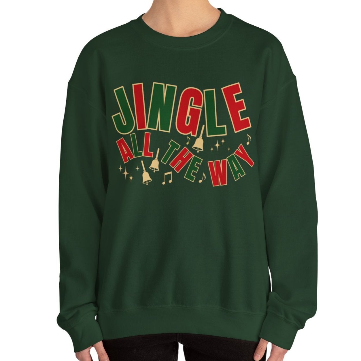 Women's Heavy Sweatshirt – "Jingle All The Way" Festive Christmas Graphic Sweatshirt