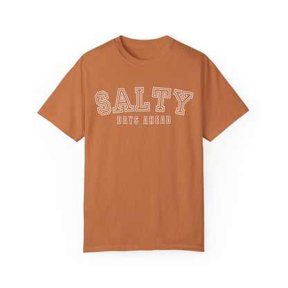 Eddy and Rita Women's Comfort Colors T-Shirt - "Salty Days Ahead" Beach Graphic Tee