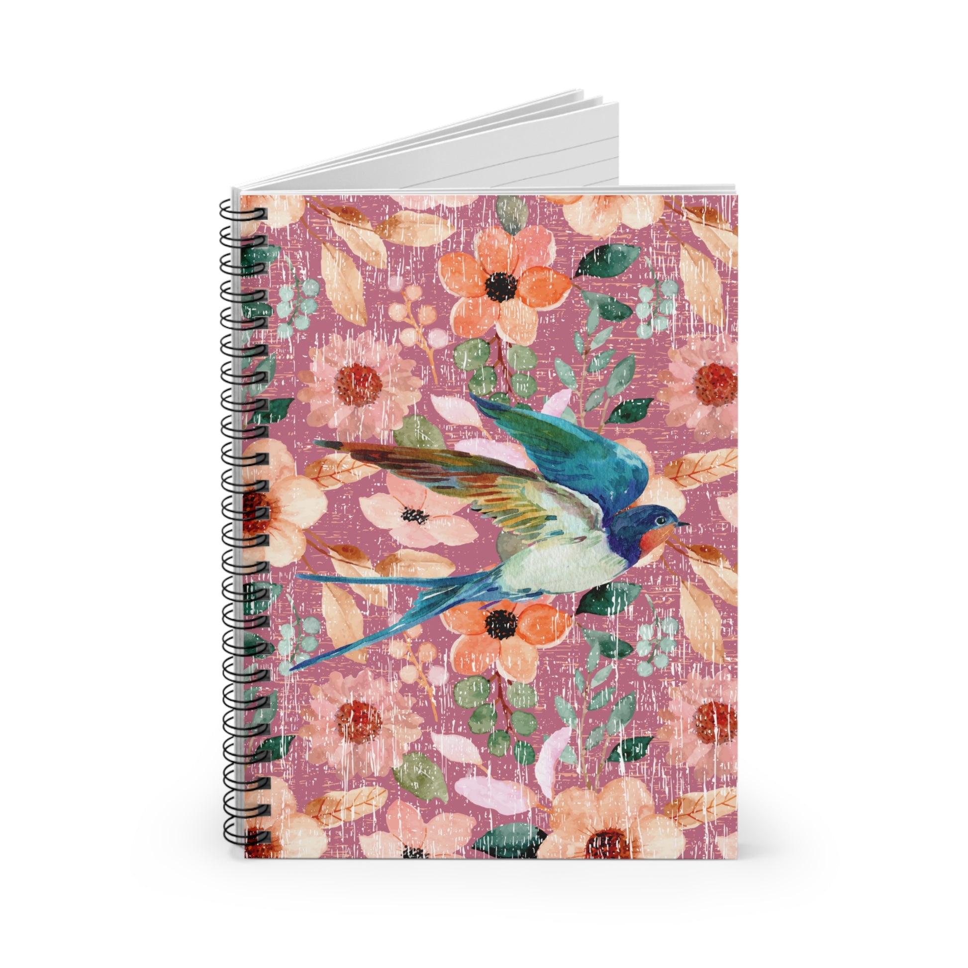 Bluebird Serenity: Floral Spiral Notebook for Tranquil Reflections and Nature-Inspired Thoughts - Eddy and Rita