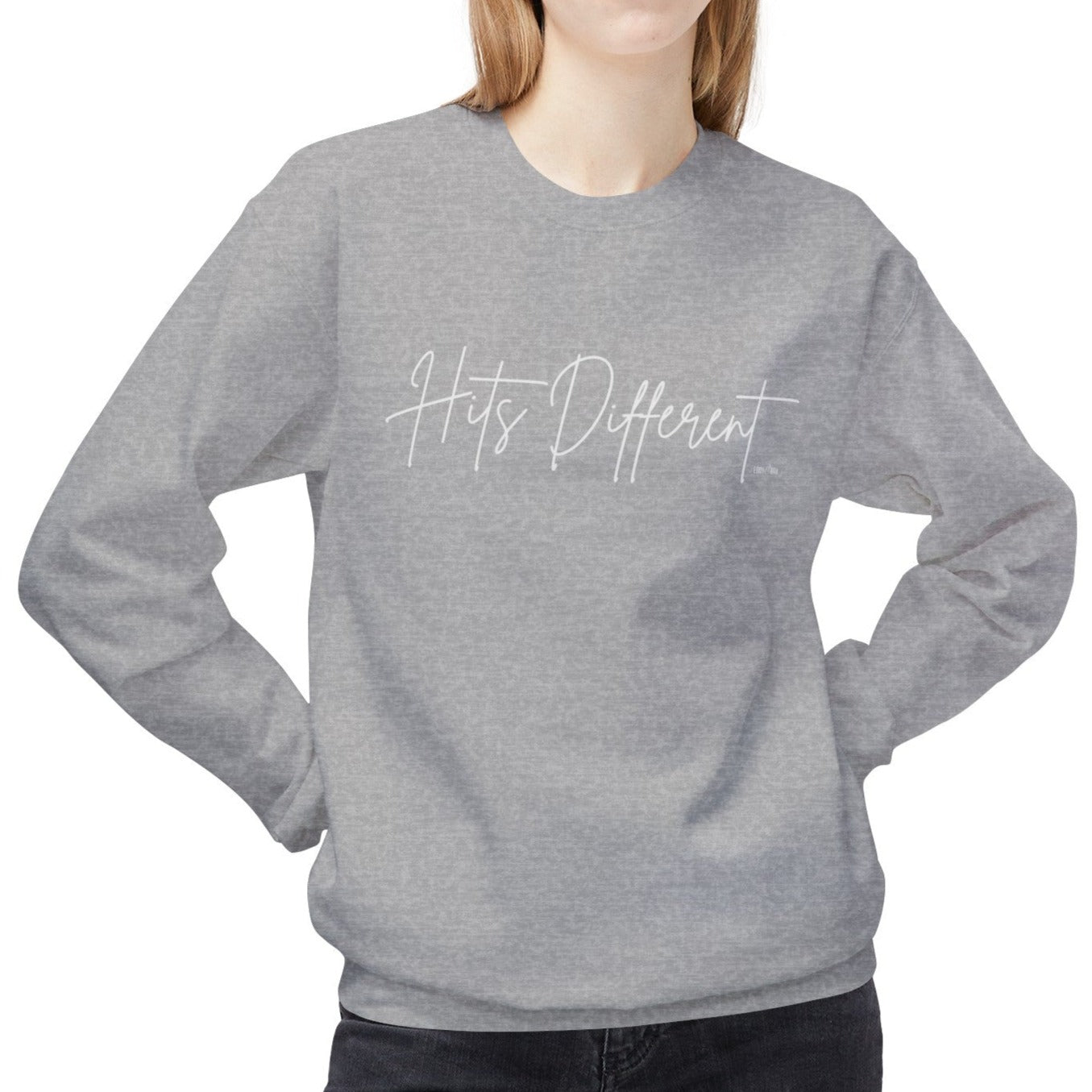 Eddy and Rita Women's Midweight Crewneck Sweatshirt - "Hits Different" Trendy Graphic Pullover