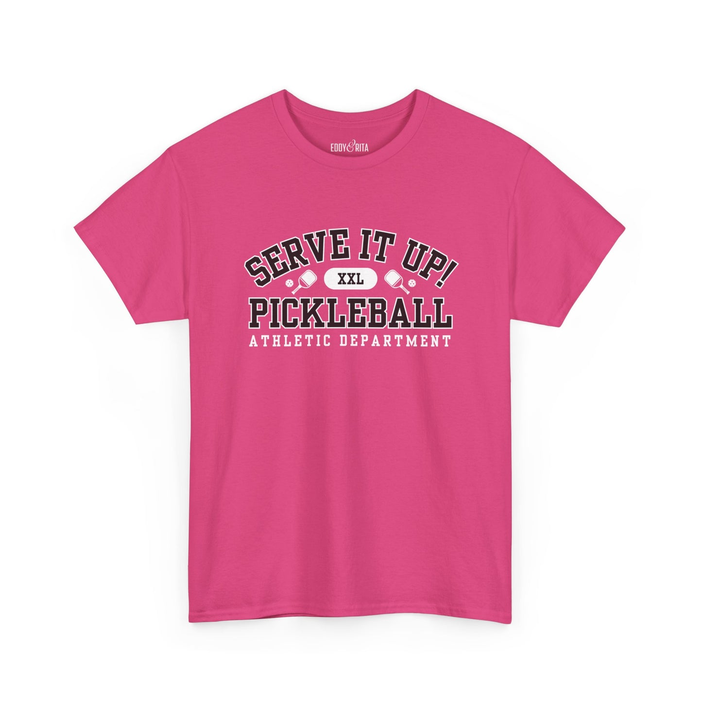 Eddy and Rita Unisex Heavy Cotton T-Shirt - "Serve It Up Pickleball Athletic Department" Graphic Tee