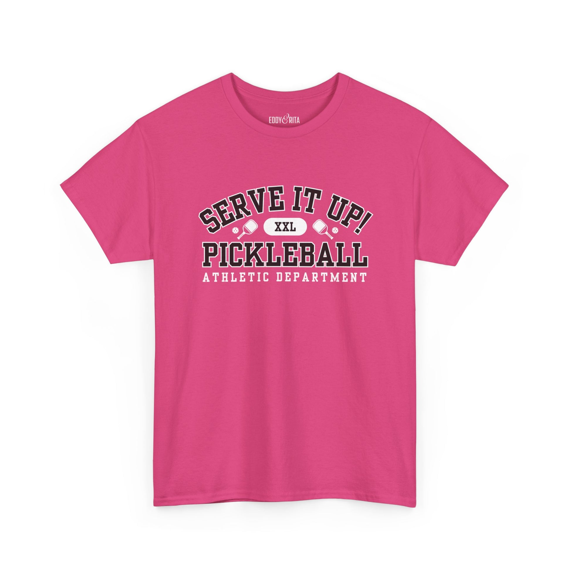 Eddy and Rita Unisex Heavy Cotton T-Shirt - "Serve It Up Pickleball Athletic Department" Graphic Tee