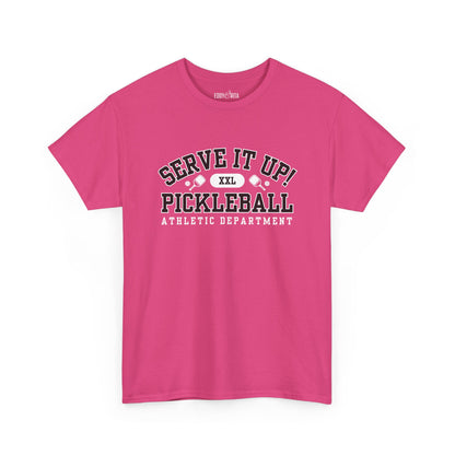 Eddy and Rita Unisex Heavy Cotton T-Shirt - "Serve It Up Pickleball Athletic Department" Graphic Tee