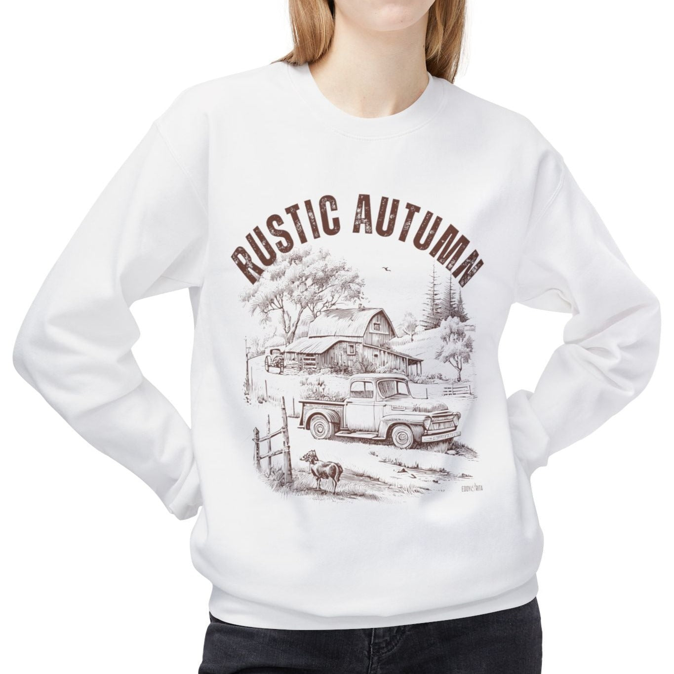 Eddy and Rita Women's Midweight Sweatshirt - "Rustic Autumn" Fall Graphic Pullover