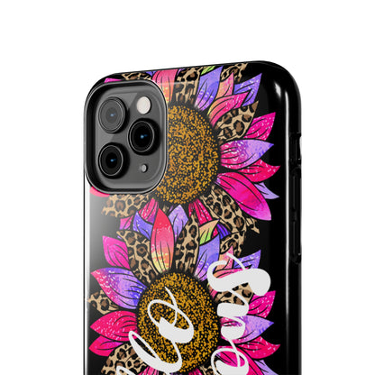 Hello Gorgeous Pink Purple Leopard Sunflowers iPhone Case - Stylish Floral Protective Cover