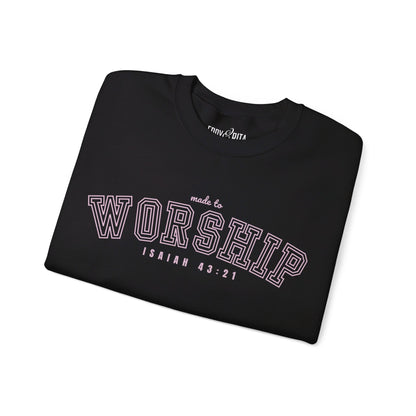 Women's Heavy Blend Sweatshirt – "Made to Worship Isaiah 43:21" Faith-Inspired Graphic Sweatshirt