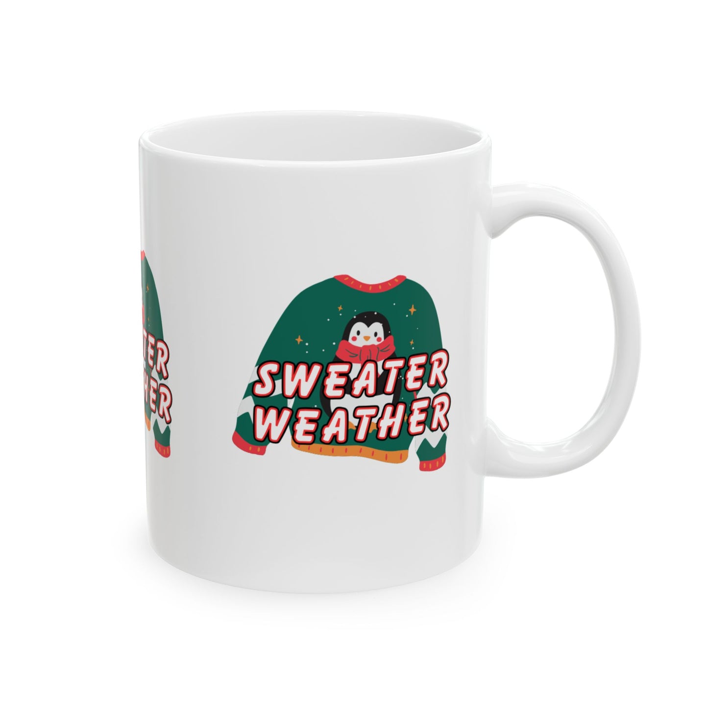 11 oz Ceramic Mug – “Sweater Weather” | Cozy and Festive Fall & Winter Coffee Cup