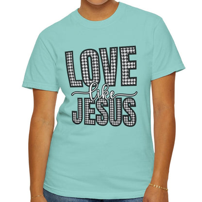 Love Like Jesus Houndstooth Tee - Women's Comfort Colors Short Sleeve T-shirt - Eddy and Rita