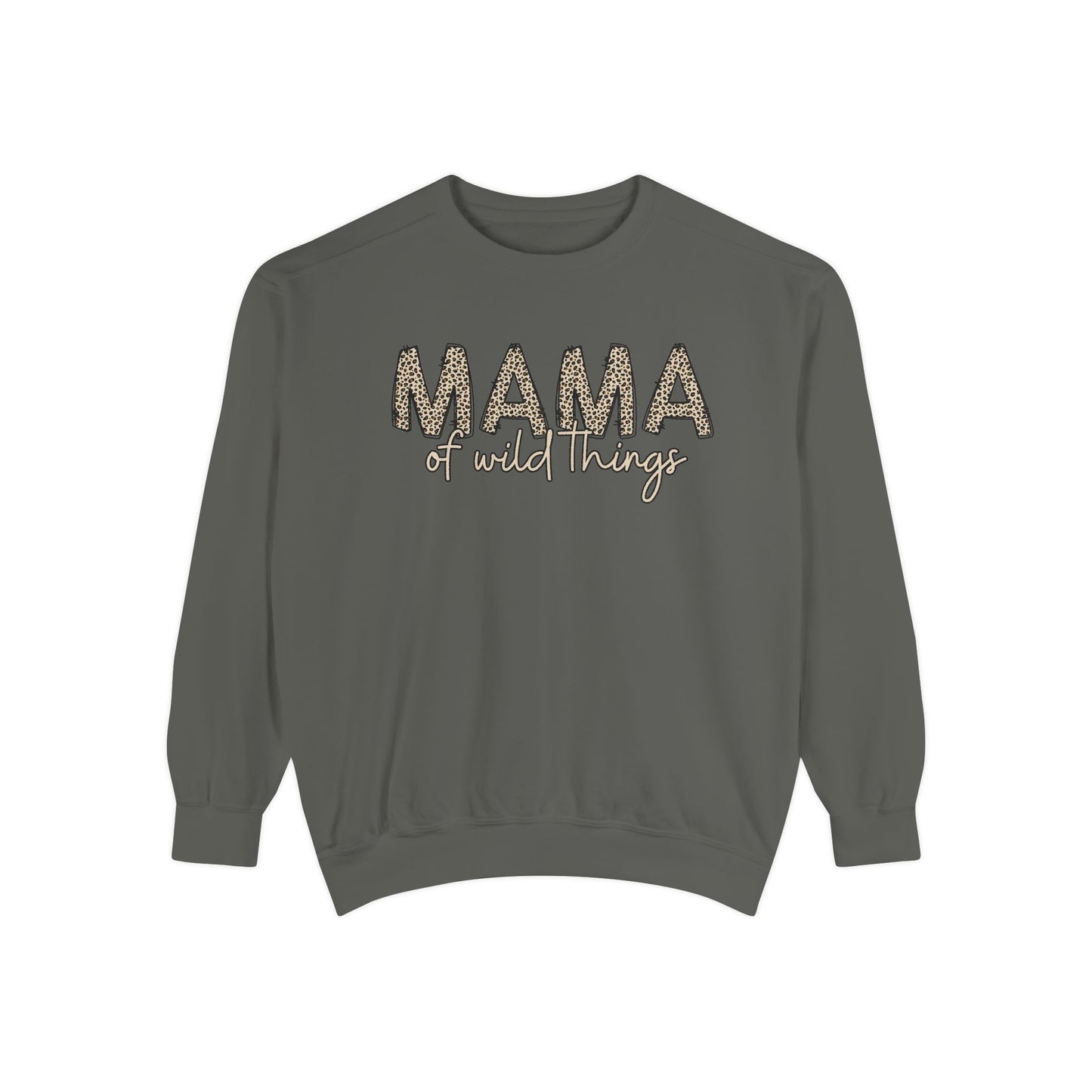 Women’s Comfort Colors Sweatshirt – “MAMA of Wild Things” Leopard Print Design | Cozy and Stylish Mom Pullover