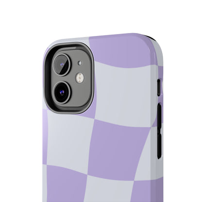 Light Purple Checked Smiley Face Cell Phone Case - Cheerful and Stylish Protective Cover