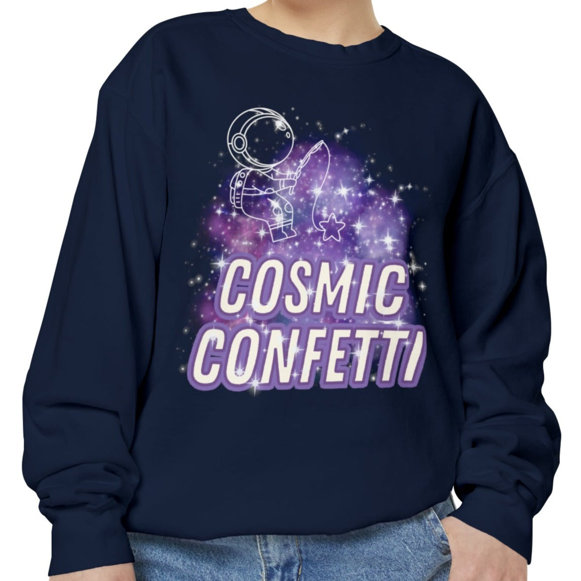 Cosmic Confetti Women's Comfort Colors Sweatshirt - Cozy and Unique - Eddy and Rita