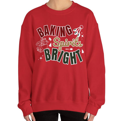 Women's Heavy Sweatshirt – "Baking Spirits Bright" Christmas Baking Graphic Sweatshirt