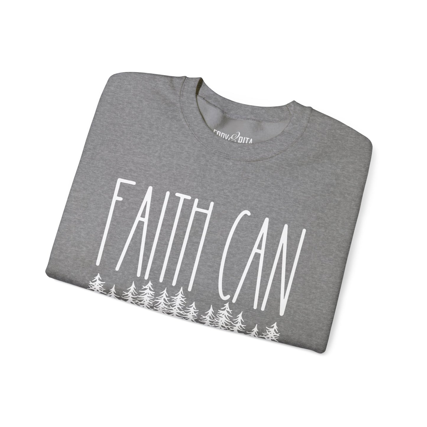 Women’s Heavy Sweatshirt – “Faith Can Move Mountains” | Cozy and Inspirational Pullover for Everyday Wear