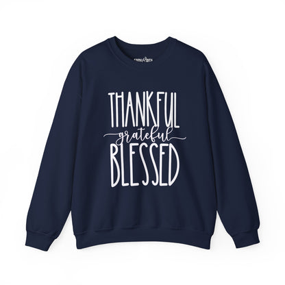 Women’s Heavy Sweatshirt – “Thankful Grateful Blessed” | Cozy and Inspirational Pullover for Everyday Comfort