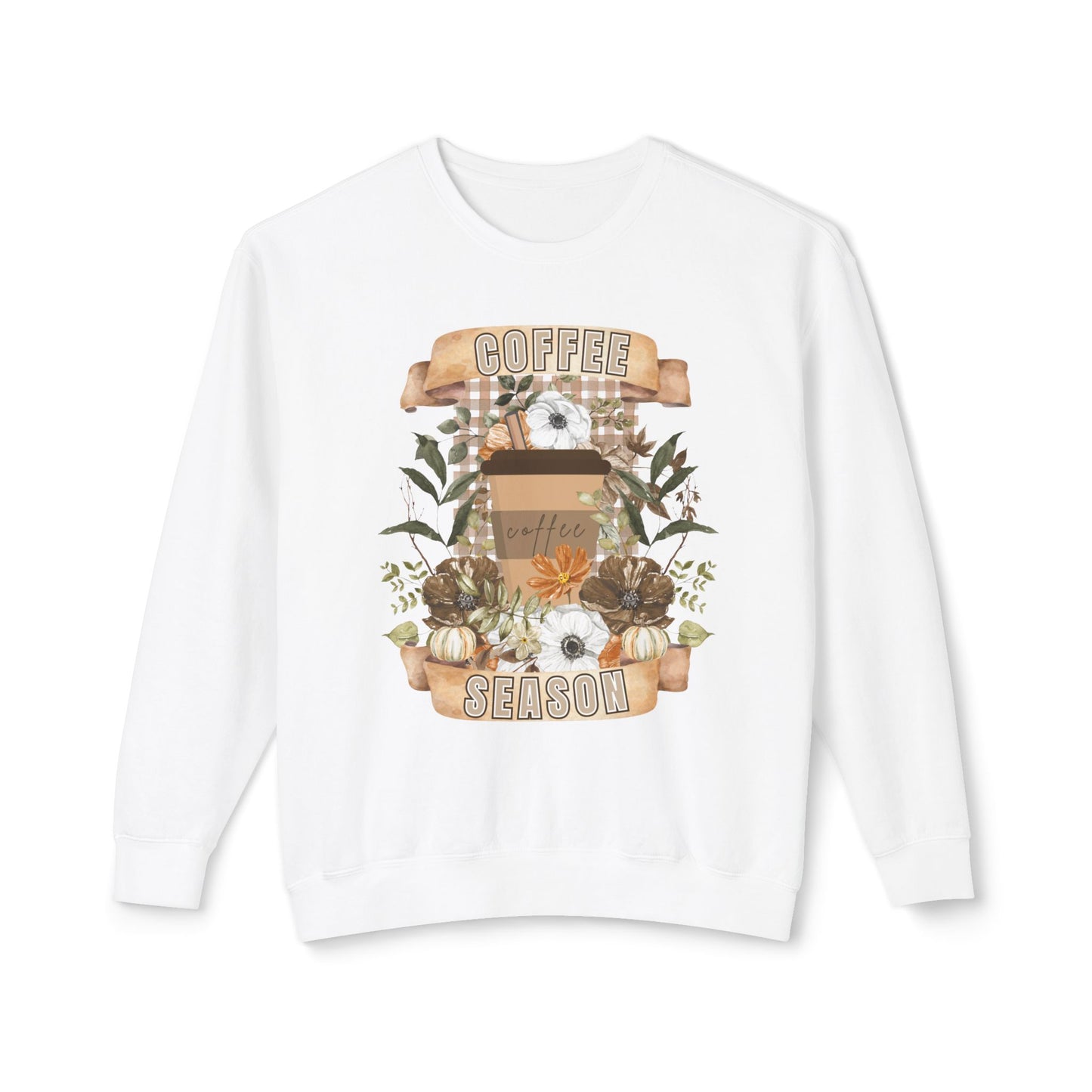 Women's Lightweight Comfort Colors Sweatshirt – "Coffee Season" Cozy Fall Graphic Sweatshirt