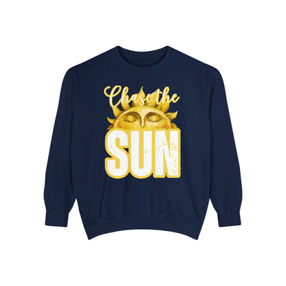 Chase the Sun Women's Comfort Colors Sweatshirt - Cozy and Inspirational - Eddy and Rita