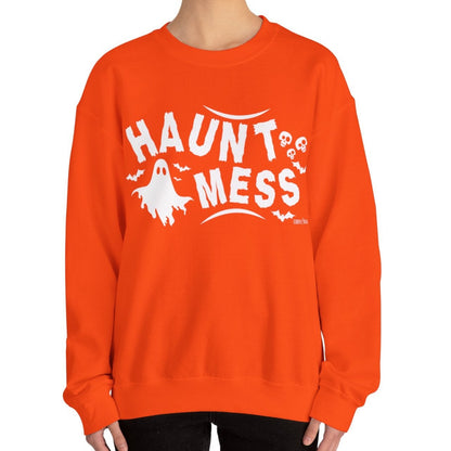 Eddy and Rita Women's Heavy Crewneck Sweatshirt - "Haunt Mess" Halloween Graphic Pullover