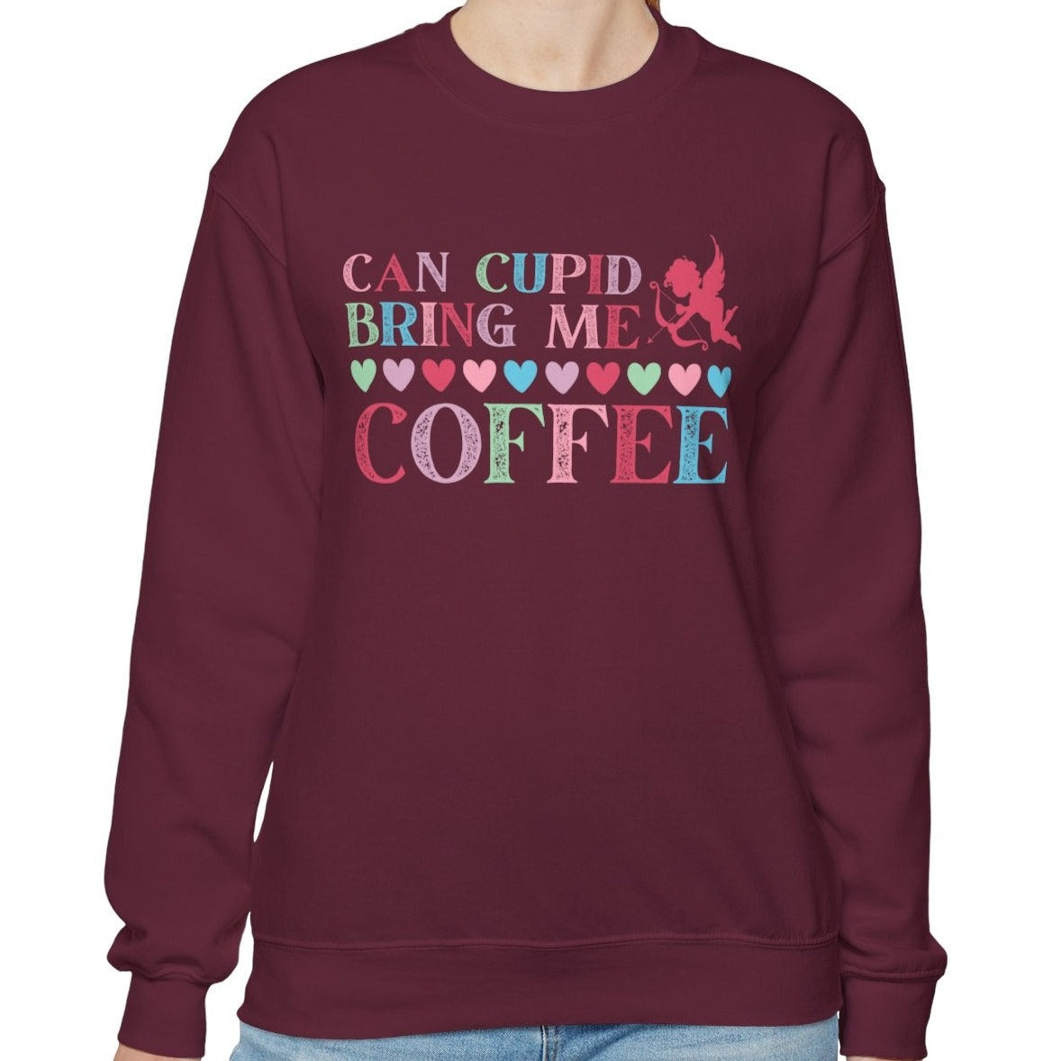 Can Cupid Bring Me Coffee Women's Sweatshirt - Quirky Comfort for Coffee Lovers - Eddy and Rita