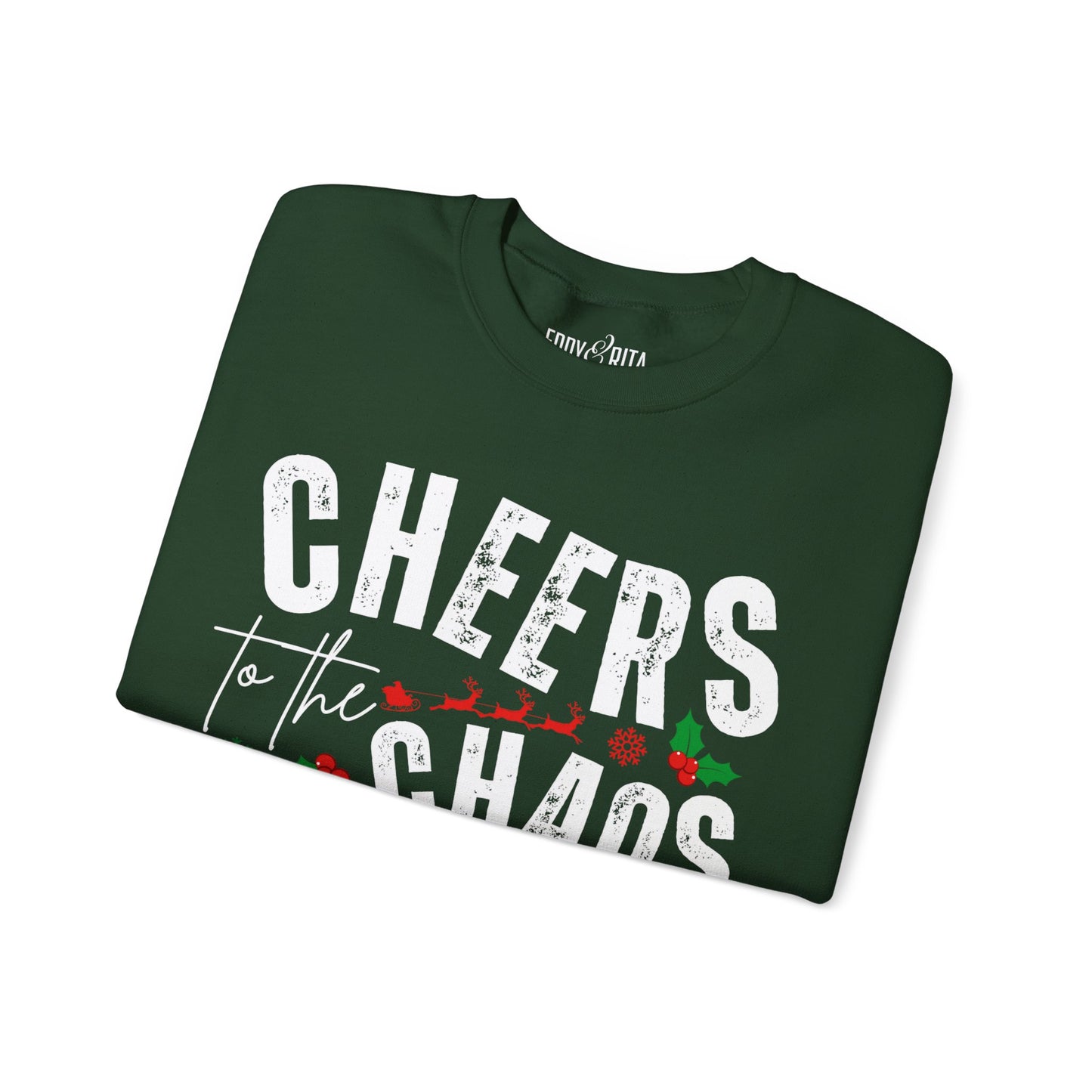 Women's Heavy Sweatshirt – "Cheers to the Chaos" Fun and Playful Winter Graphic Sweatshirt