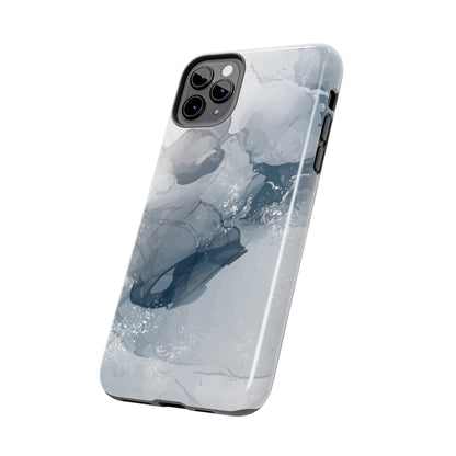 Gray and White Marble Pattern Cell Phone Case - Elegant and Sleek Device Cover