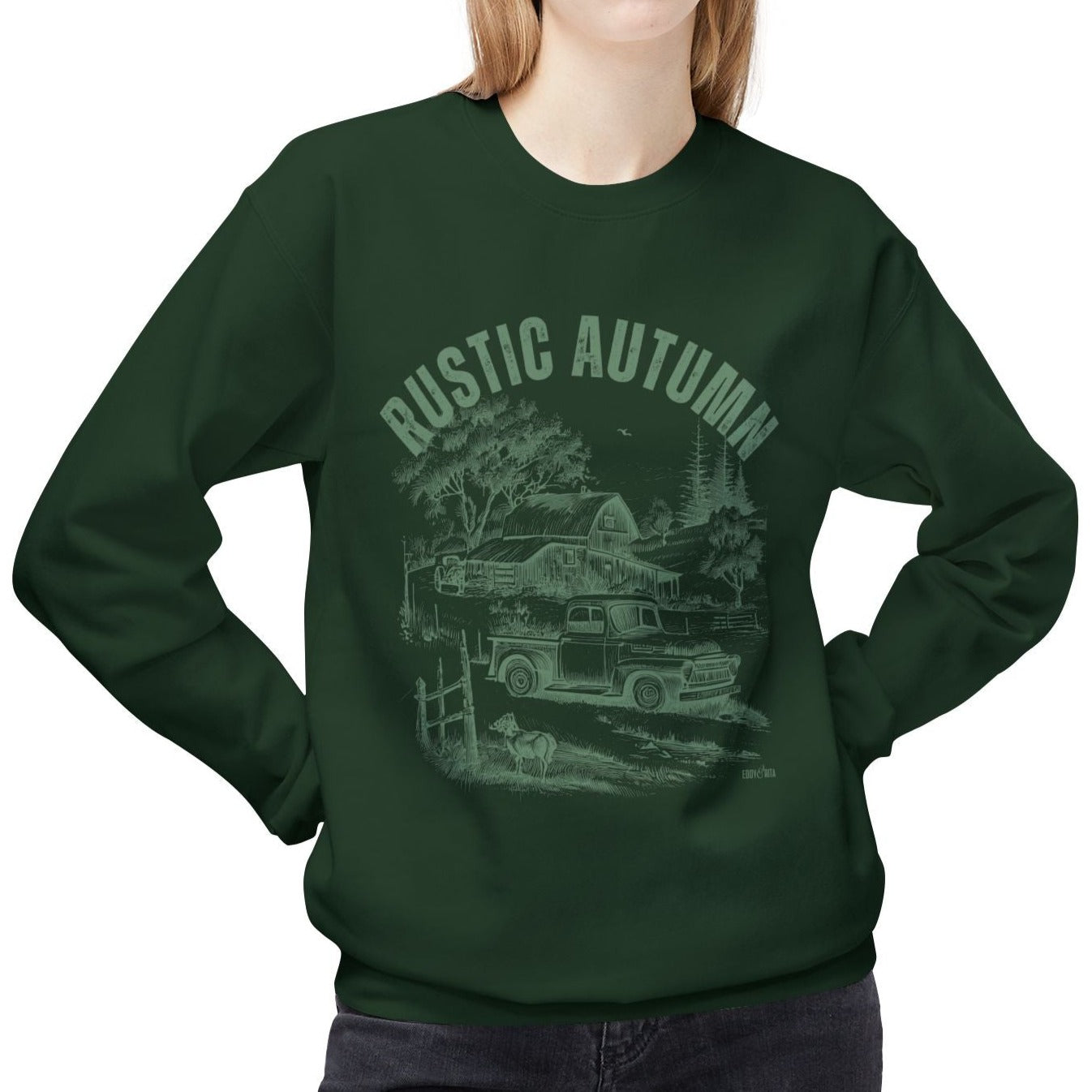 Eddy and Rita Women's Midweight Sweatshirt - "Rustic Autumn" Fall Graphic Pullover